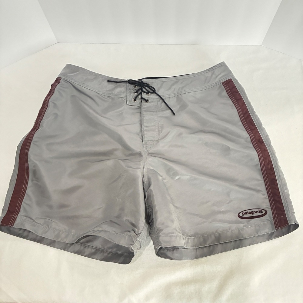 Y2K Patagonia's Wavefarer Board Shorts Surf Trunks Men's Gray Size 38 1999
